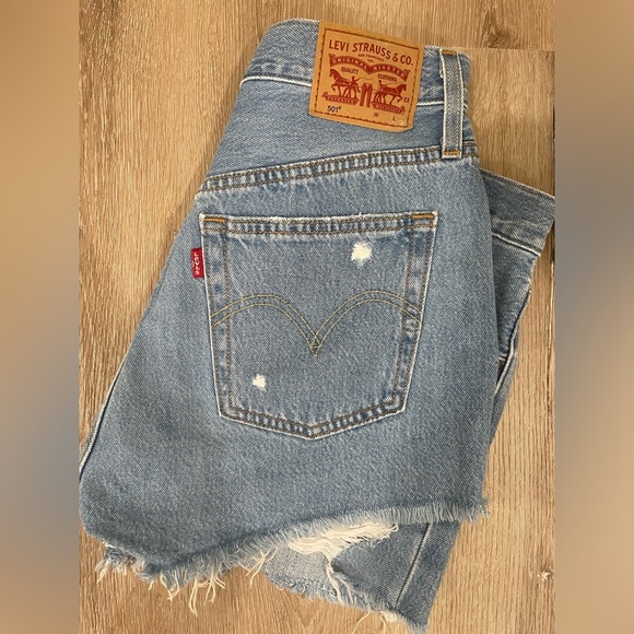 Levi's 501 High Rise Denim Cut Off Shorts Size 29 - Picture 1 of 12